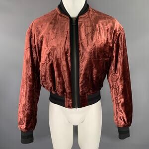 HAIDER ACKERMANN Size M Burgundy Velvet Rayon Bomber Jacket